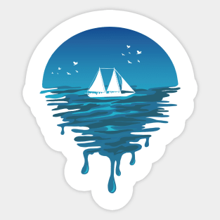 Sailboat in Melted Ocean Sticker